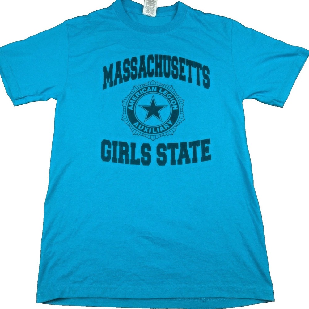 Jerzees Massachusetts American Legion Auxiliary Girls State T-Shirt S Blue Tee
